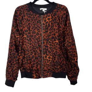 New Beach Lunch Lounge Medium Dasha Rumba Red Bomber Jacket Animal Print Cheetah